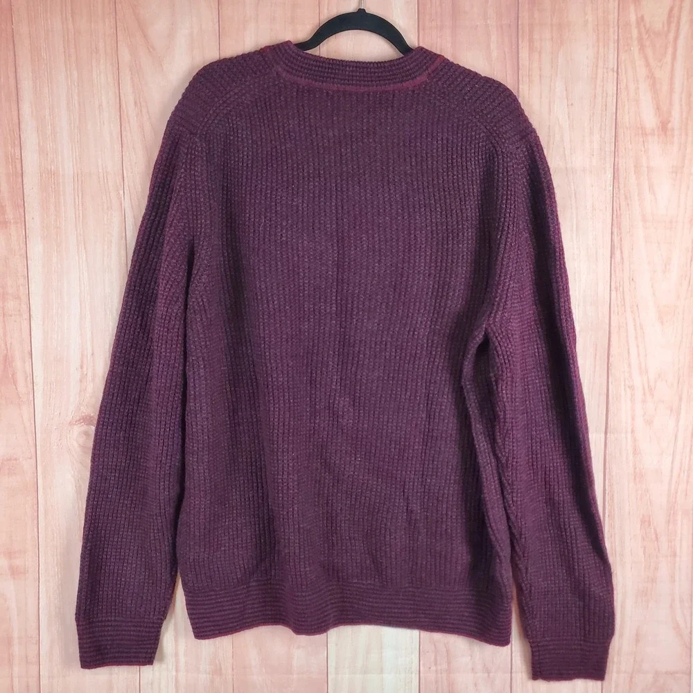 Jos A Bank Mens Sweater 2XL Red Burgundy Wool Nylon Crew Neck